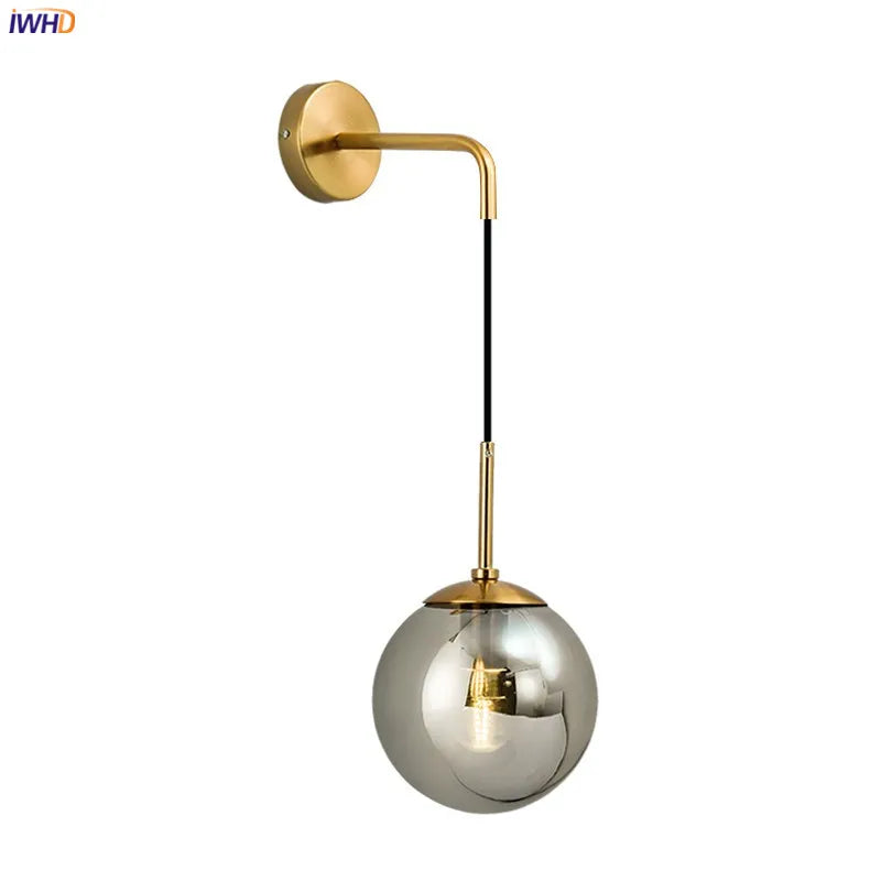 Gold Nordic LED Wall Lamp Beside Bedroom Living Room Bathroom Glass Ball Wall Light Fixtures Wandlamp Applique Murale