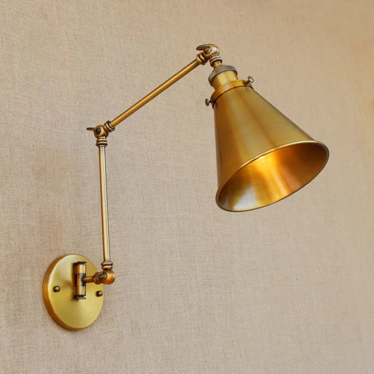 Copper Retro Loft Vintage Wall Lamp Adjustable Long Swing Arm Wall Light Industrial Wall Sconces Arandelas Lamparas De Pared