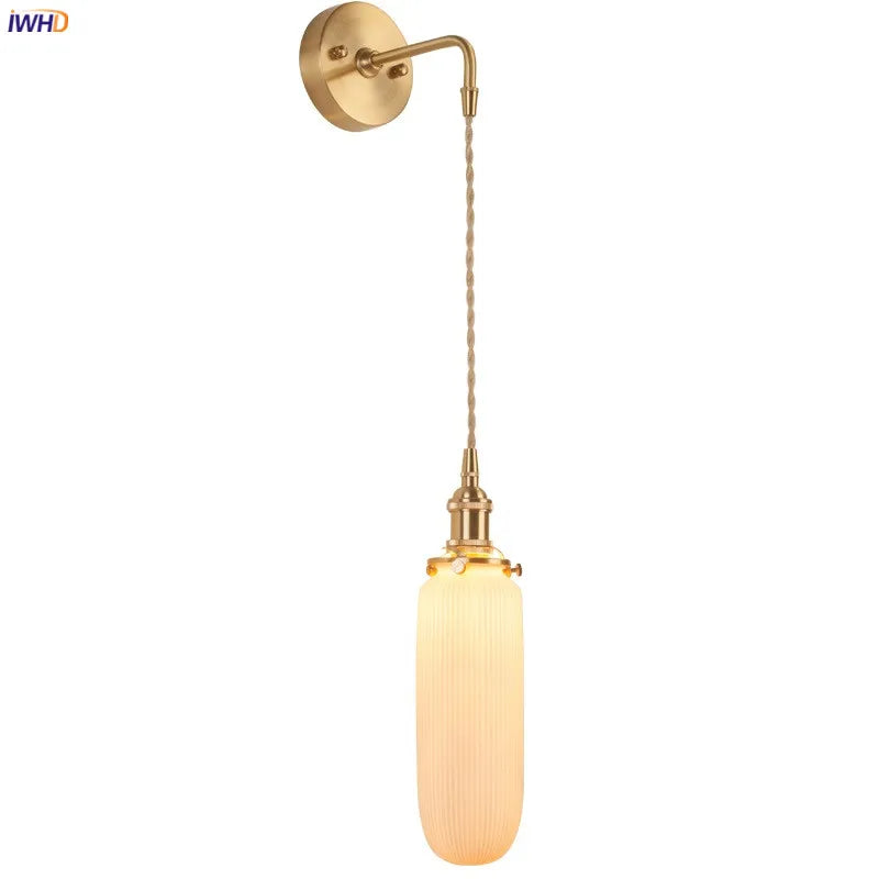 Nordic Ceramic Copper Wall Lamp Beside Living Room Bathroom Mirror Light Modern Japanese Style Wall Lights Fixtures LED