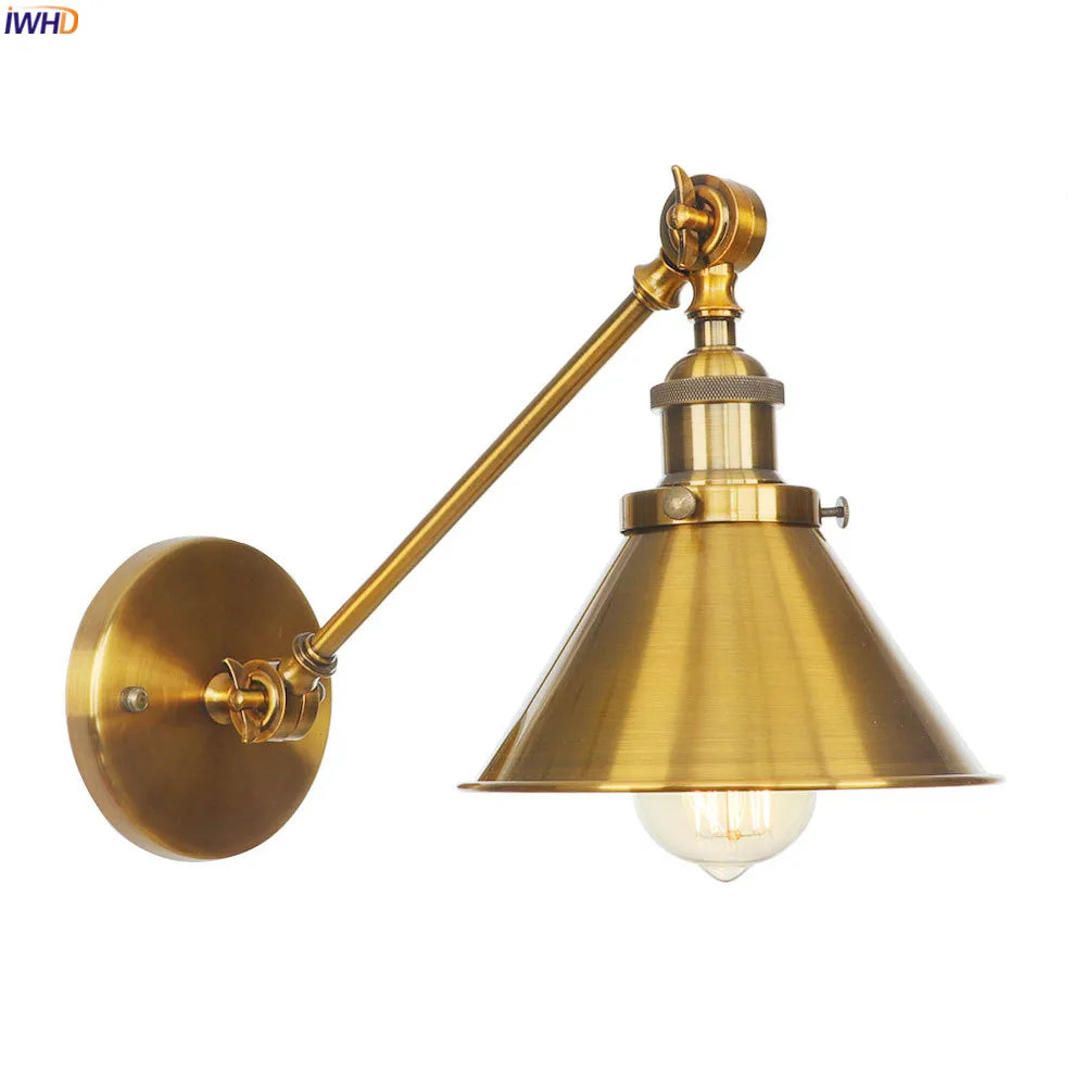 Antique Gold Long Arm Wall Lamp Vintage Bedroom Loft Industrial LED Wall Light Fixtures Applique Murale Luminaire Lighting