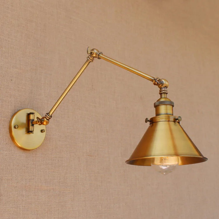 Copper Retro Loft Style Industrial Wall Lights For Home Adjustable Long Swing Arm Wall Lamp Vintage Wall Sconce Arandela