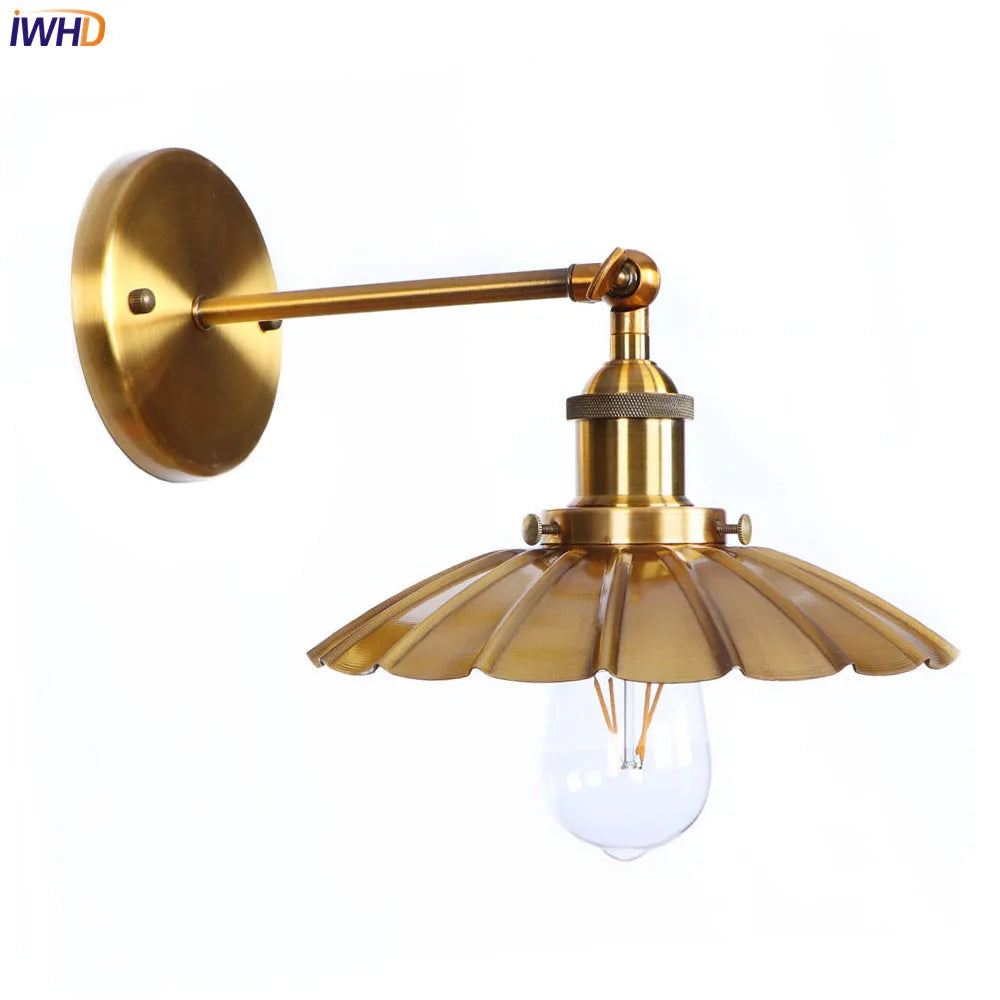 Iron Golden Antique Wall Lights LED Edison Bedroom Living Room Retro Loft Style Industrial Wall Lamp Vintage Wandlamp