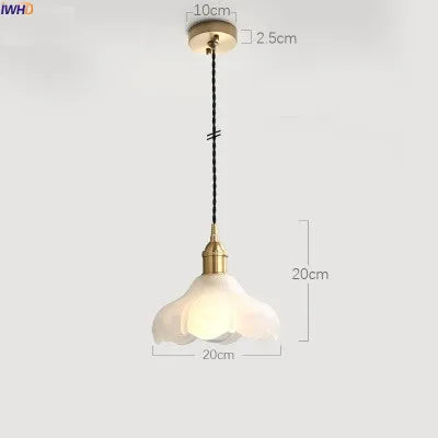 Nordic Copper LED Pendant Light Fixtures Dinning Living Room Hanging Lights White Glass Vintage Pendant Lamps Hanglampen