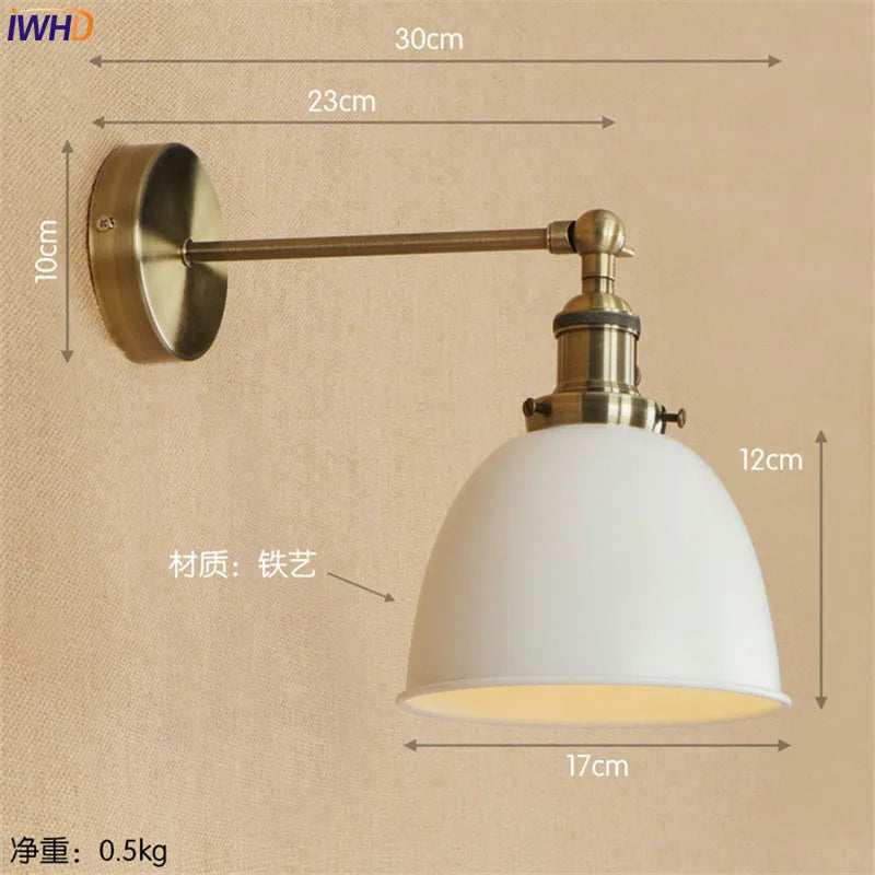 White Brass Retro Wall Lights Fixtures Dinning Room 4W LED Edison Stair Light Industrial Vintage Arm Wall Lamp Lamparas