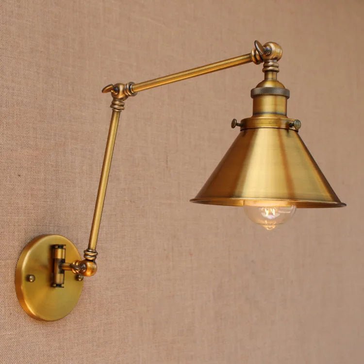 Nordic Brass Retro Loft Style Industrial Vintage Wall Lamp Adjustable Swing Arm Wall Light Edison Sconce Applique Murale