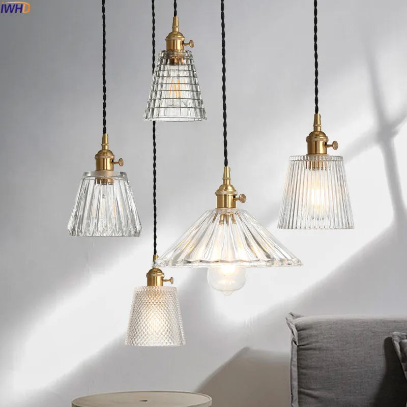 Nordic Style Copper Pendant Lights Fixtures Dinning Living Room Light Glass Loft Vintage Pendant Lamp Hanglamp Luminaire