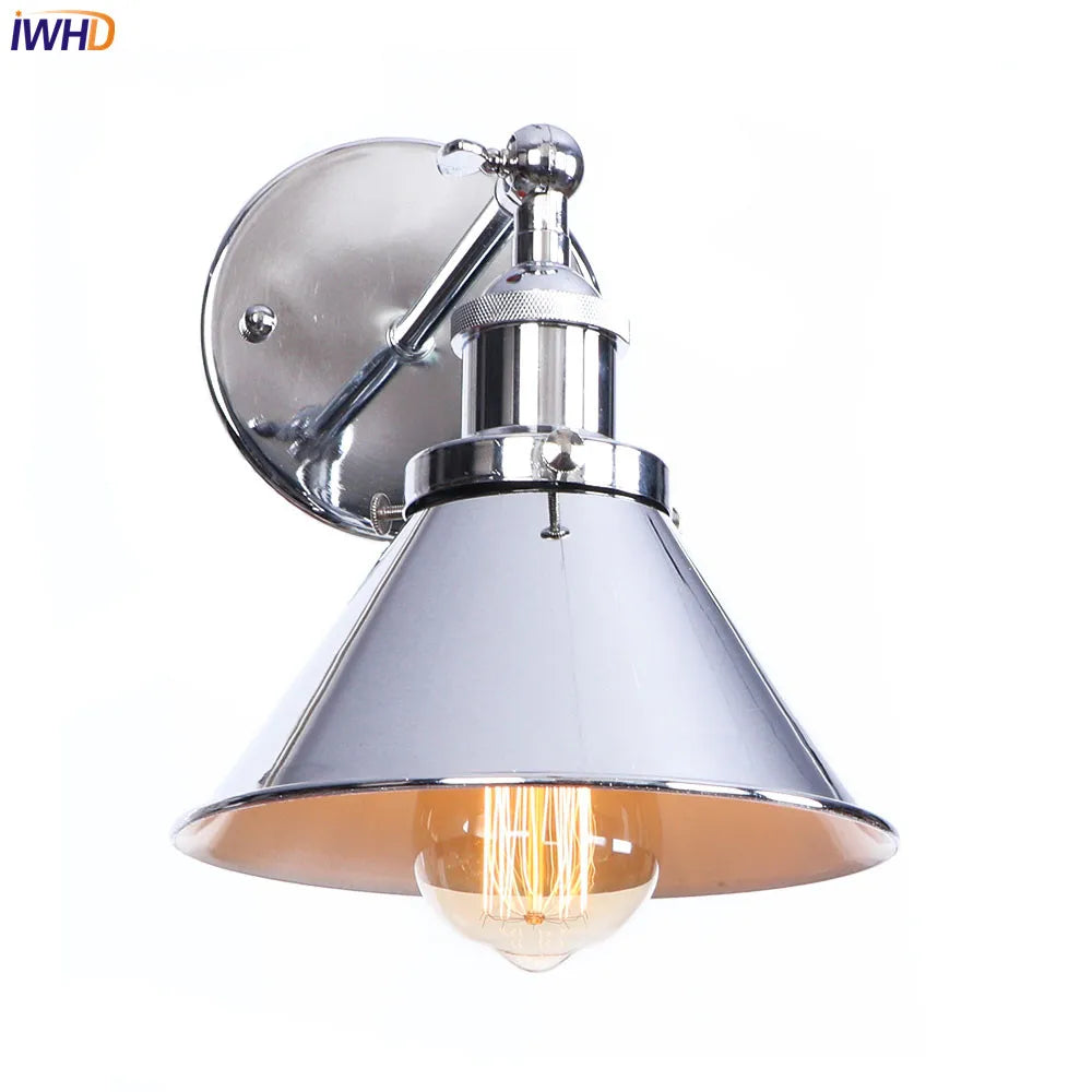 Adjustable Silver Vintage Wall Lamp Beside Bathroom Mirror Loft Retro Wall Light Sconces Industrial Home Lighting Luminaire