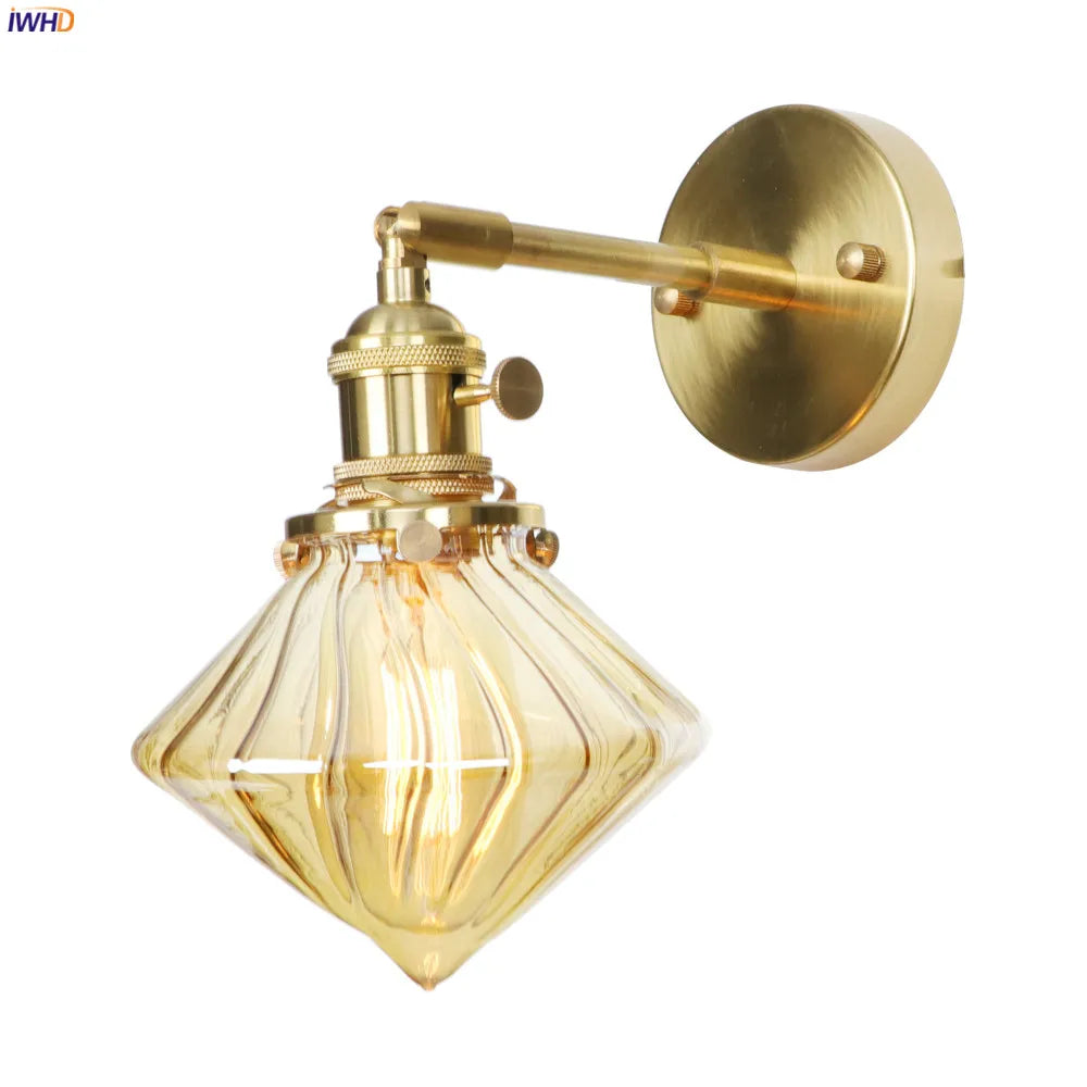 Nordic Modern Copper LED Wall Lamp Bedroom Bathroom Mirror Light Glass Ball Edison Retro Wall Lights Sconces Lampara Pared