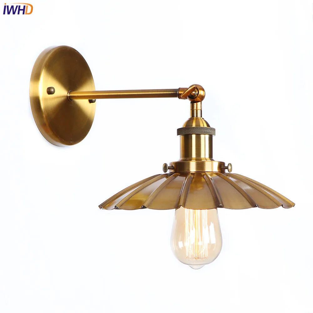 Iron Golden Antique Wall Lights LED Edison Bedroom Living Room Retro Loft Style Industrial Wall Lamp Vintage Wandlamp