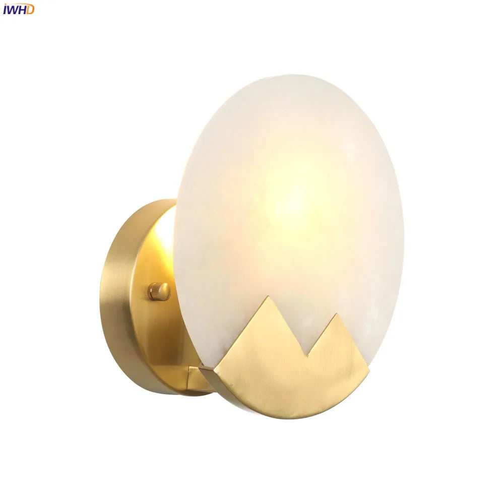 Nordic Modern LED Wall Lamp Bedroom Bathroom Mirror Light Marble Copper Sconce Wandlamp Applique Murale