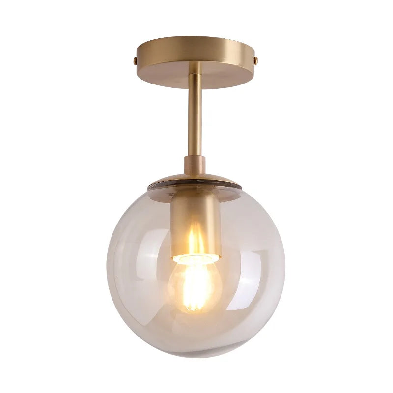 Nordic Glass Ball LED Ceiling Lights Balcony Porch Aisle Bedroom Copper Retro Vintage Ceiling Lamps Plafonnier Lighting