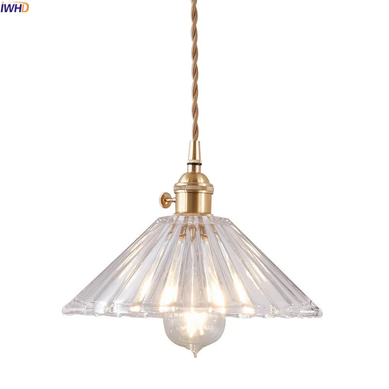 Nordic Style Copper Pendant Lights Fixtures Dinning Living Room Light Glass Loft Vintage Pendant Lamp Hanglamp Luminaire