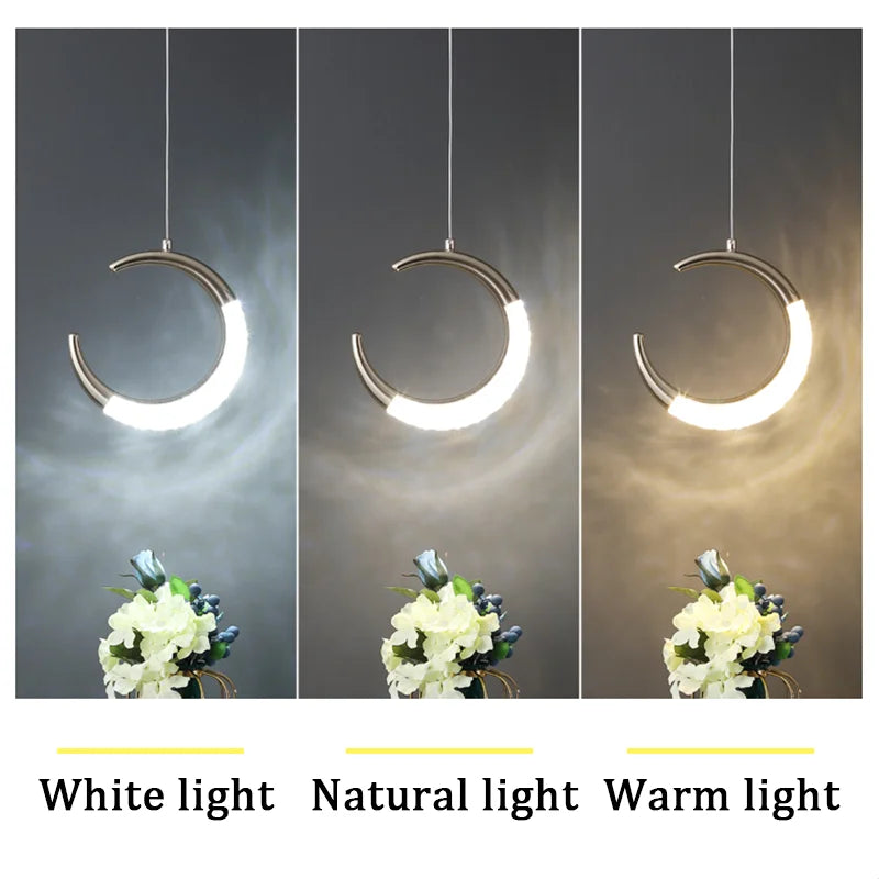 LED Moon Pendant Lights Nordic Indoor Lighting Art Ceiling Lamp Living Room Decoration For Home Bedroom Bedside Hanging Lamps