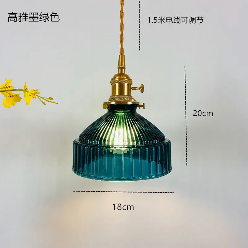 4 Colors Glass Hanging Lamp With Switch Copper Nordic Modern Copper Pendant Light Fixtures Hanglamp Luminaira Home Lighting