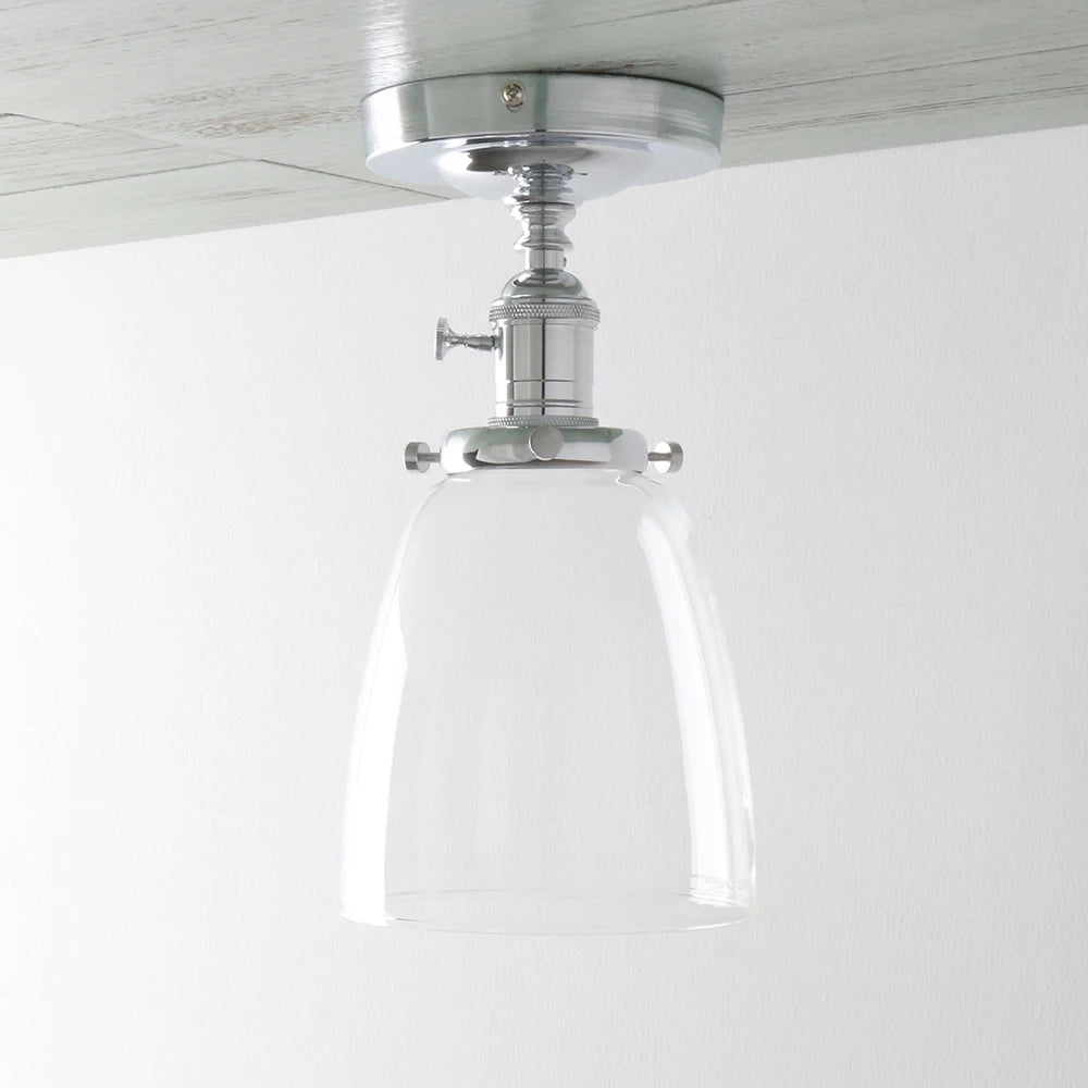 ceiling light oval transparent glass lampshade, glass ceiling light in the laundry room living room cafe bar