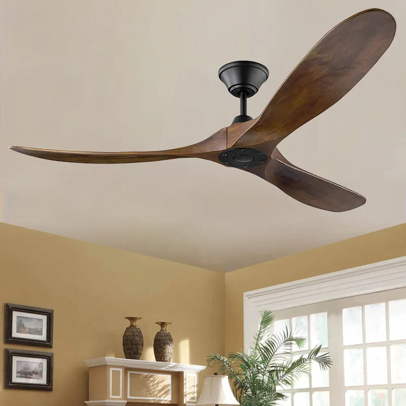 60 70 Inch Large Ceiling Fan Only Remote Control DC Motor Reverse Wood Blades Fans Lighting High Quanlity Design Wooden Fans