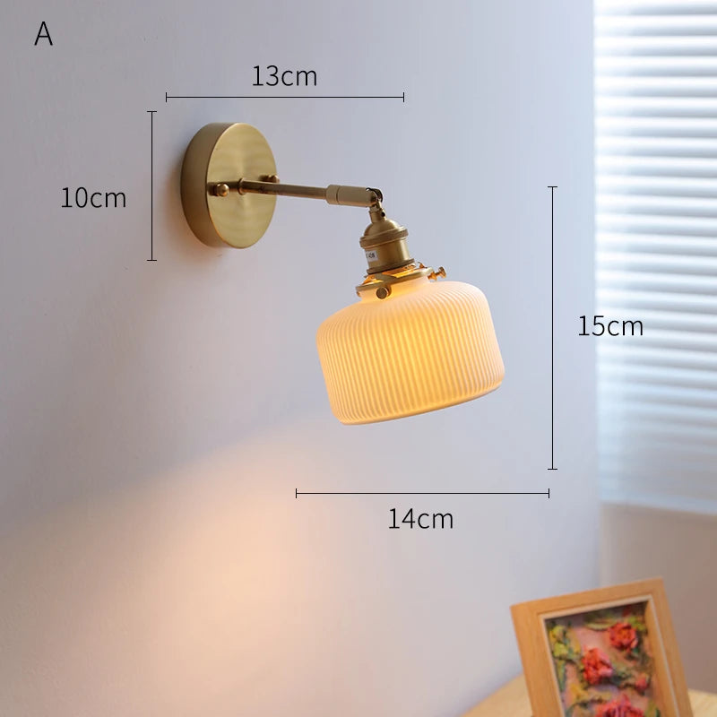 LED Ceramic Wall Lamp Beside Sconce Knob Switch Bedroom Bathroom Mirror Stair Light  Wandlamp Applique Murale