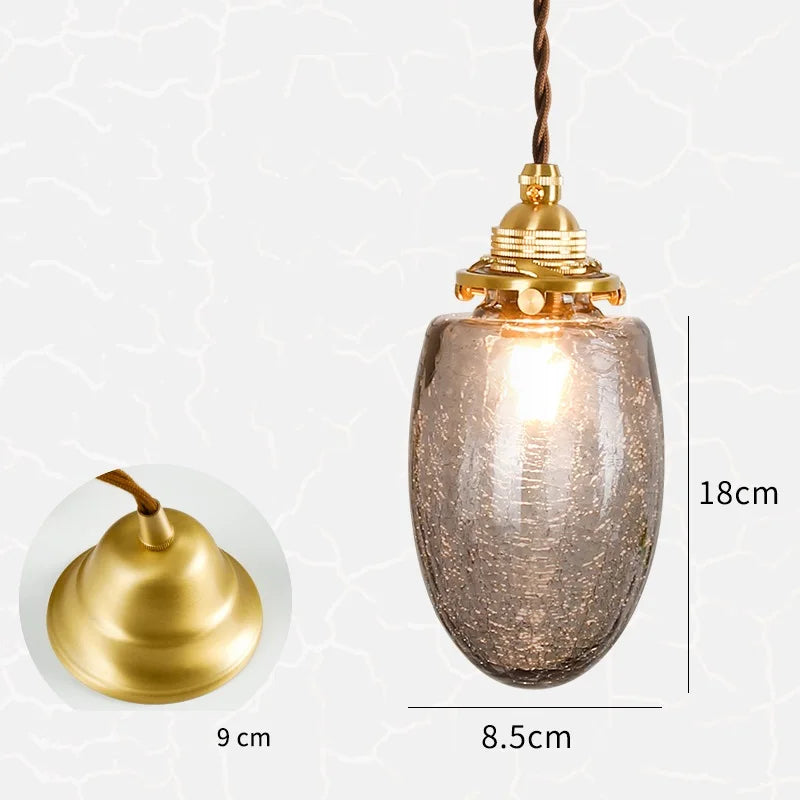 Smoke Grey Glass Ball Pendant light Fixtures Copper Home Lighting Dinning Living Room Lights Modern Hanging Lamp LED