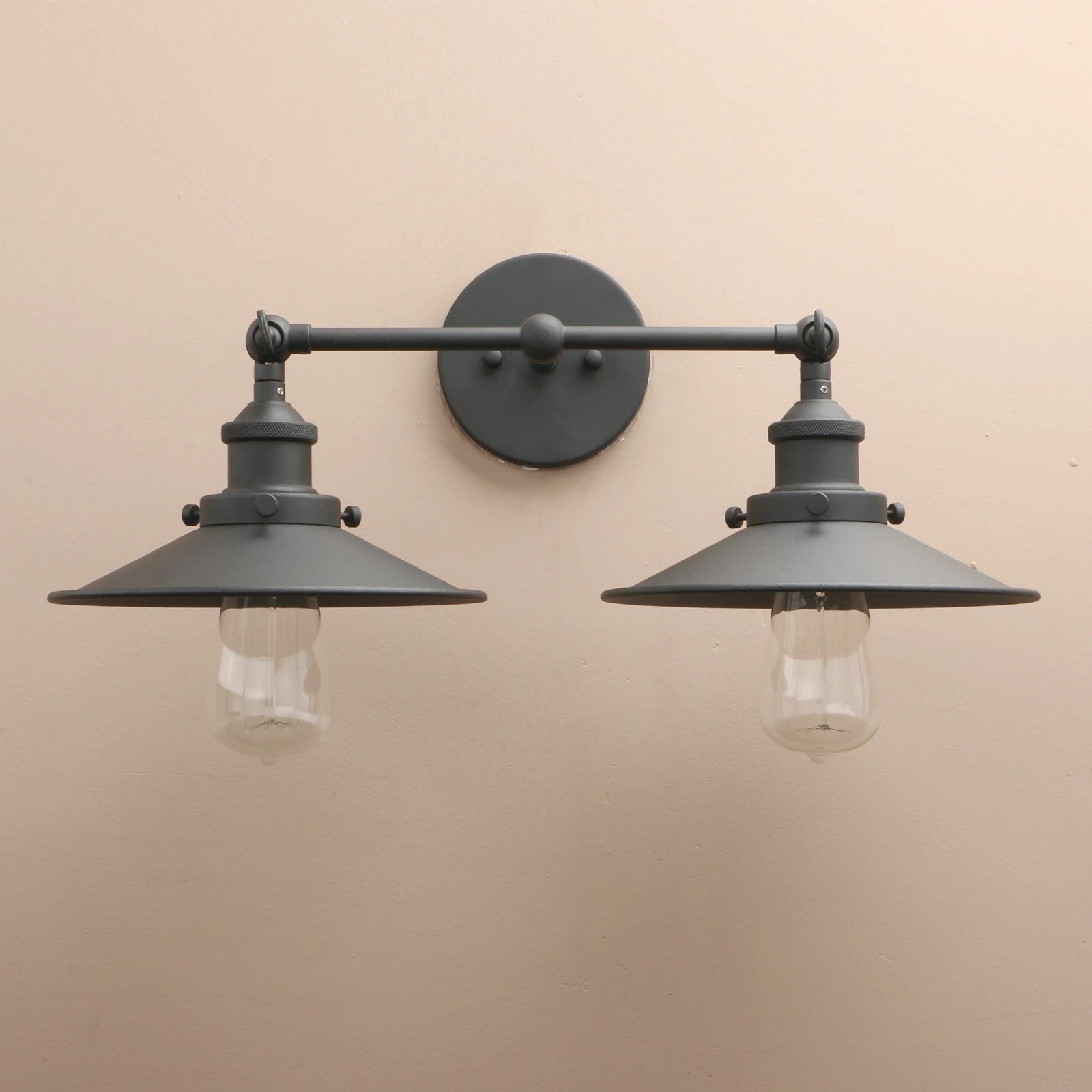 Vintage Industrial 2-Light Wall Light 8.7 Inches Flared Sconce Light,Mid Century Wall Lamps for Bedroom, Living Room