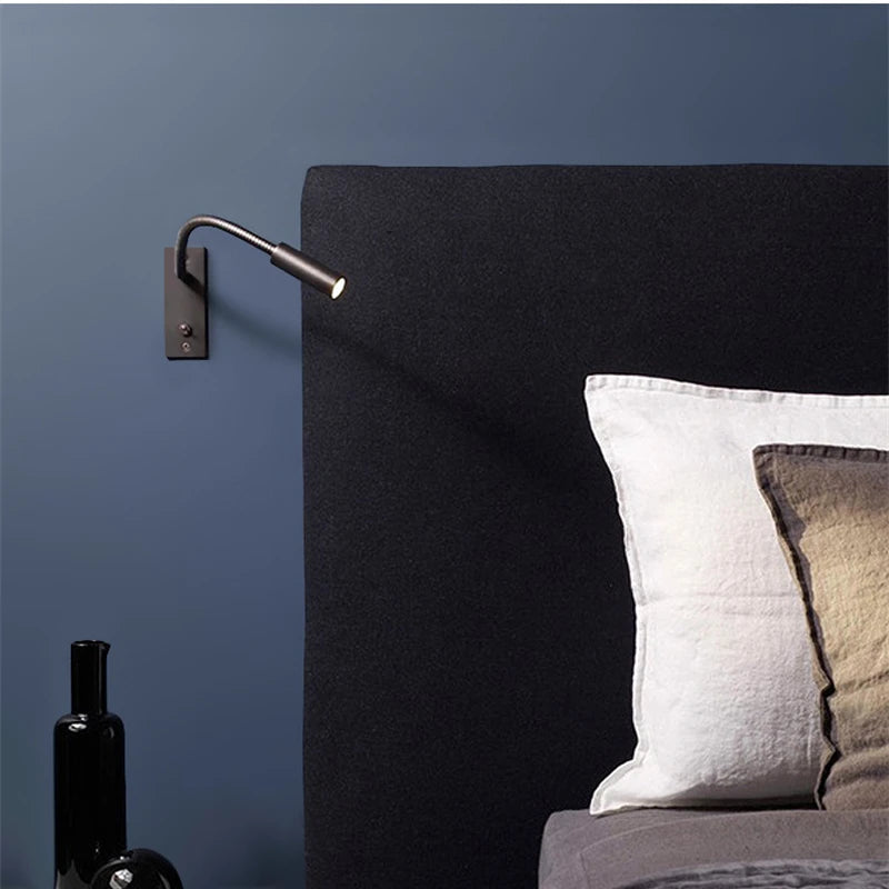 Topoch Recessed Wall Mounted Reading Light Sconces Bedside Headboard Bedroom Spotlight with Switch 3W LED AC100-240V Room Decor