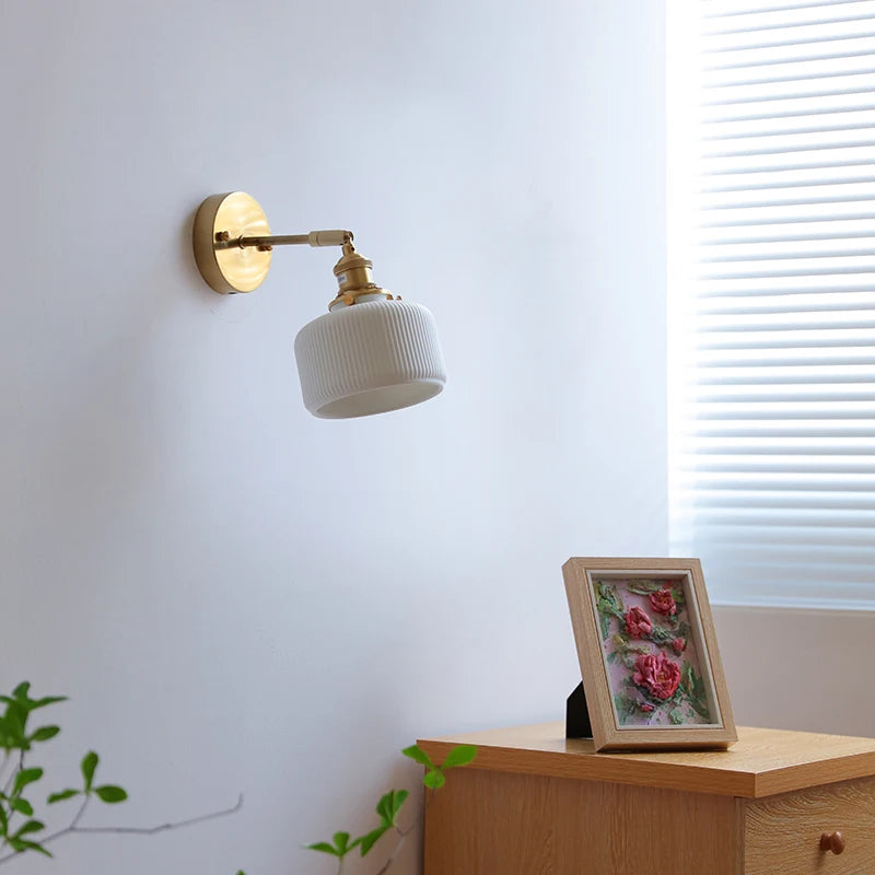 LED Ceramic Wall Lamp Beside Sconce Knob Switch Bedroom Bathroom Mirror Stair Light  Wandlamp Applique Murale