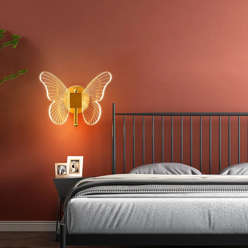 Butterfly LED Wall Lamp Indoor Lighting  Home Bedroom Bedside Table Living Room Decoration Nordic Interior Wall Light Sconces