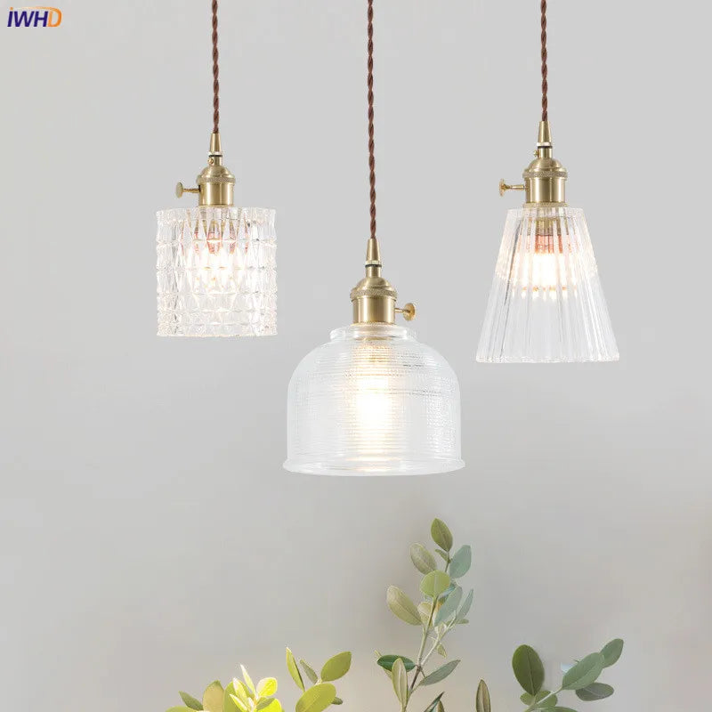 Nordic Japan Style Glass Pendant Lights Bar Cafe Living Room Light Edison Industrial Vintage Lamp Hanglamp Luminaire LED