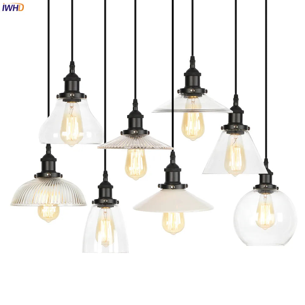 Loft Industrial Decor Pendant Lights Fixtures Bedroom Dinning Living Room Glass Vintage Lamp Light Hanglamp Luminaria