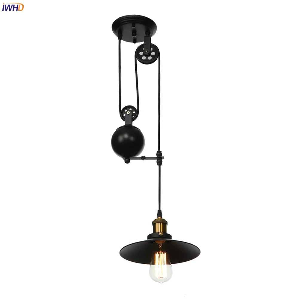 Loft Style Retro Pendant Lights Fixtures Restaurant Bar Cafe Pulley Adjustable Edison Vintage Lamp Industrial Light LED