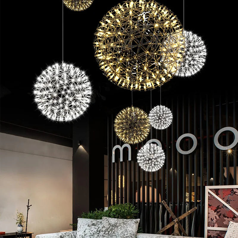 Modern Spark Ball Pendant Light Nordic Lighting Firework Ball For Living Room Dining Home Restaurant Decoration LED Hanging Lamp