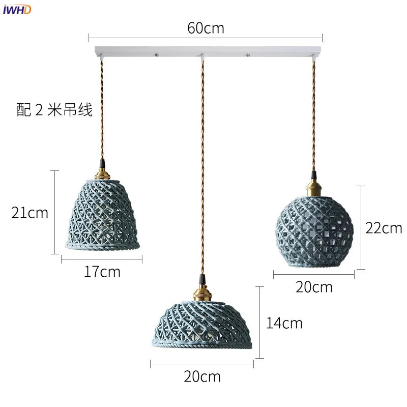 Japan Style Ceramic LED Pendant Lights Fxitures Cafe Bedroom Living Room Light Copper Nordic Modern Pendant Lamp Lighting