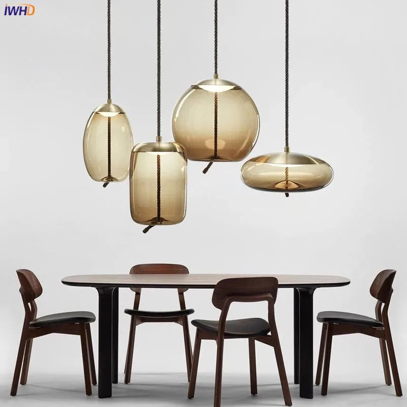 Nordic Glass LED Pendant Lights Fixtures Dinning Living Room Hanging Light Modern Pendant Lamp Lighting Luminaire Hanglamp