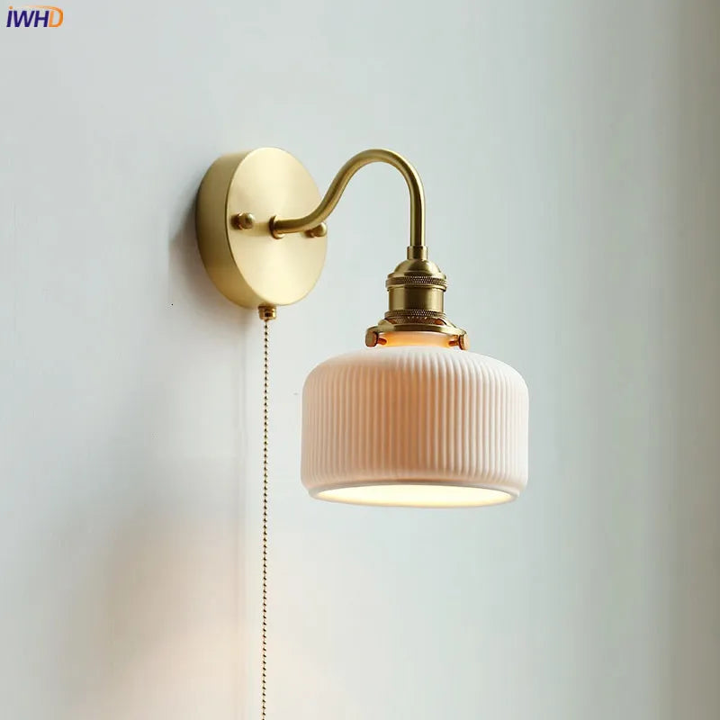 Ceramic Nordic Modern Wall Lamp Beside Pull China Switch Bathroom Mirror Stair Light Copper LED Wall Sconce Luminaria