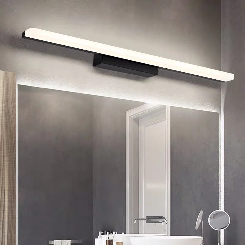 Led mirror light Modern Wall lamp bathroom lights 40/50/60/70/90/110cm stainless steel AC85-265V black wall LED sconces apliques