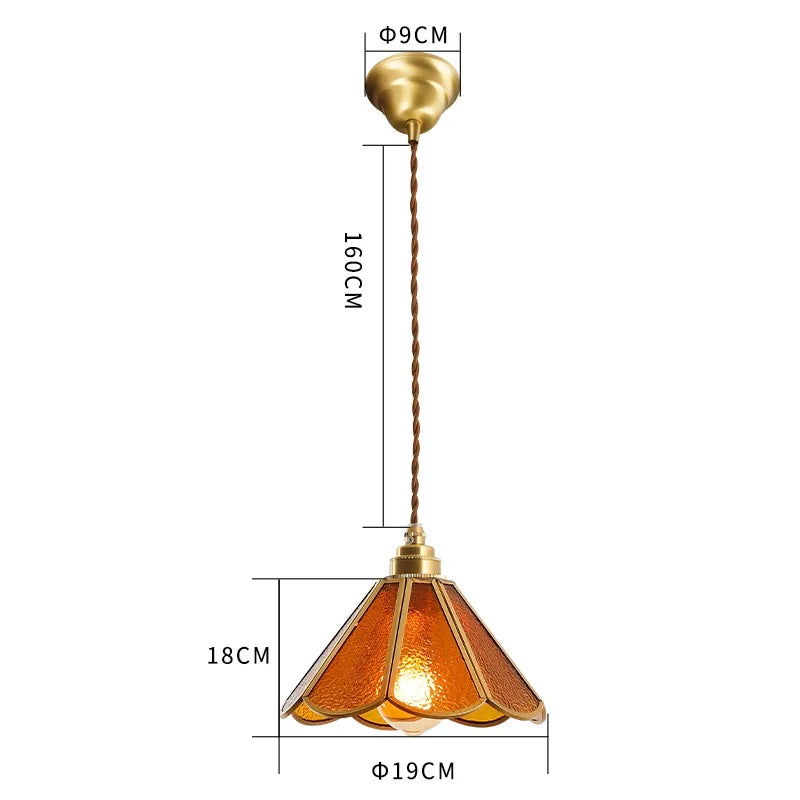 Japanese Style Vintage Pendant Lamp Beside Bedroom Bar Cafe Restaurant Glass Copper LED Pendant Lights Hanglamp Luminaria