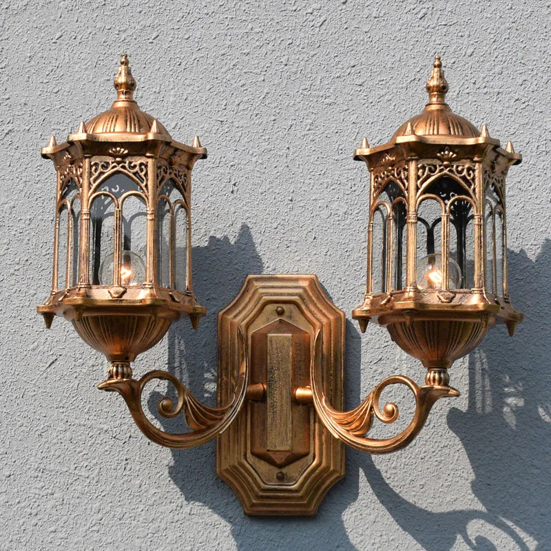 European Style Double Heads Outdoor Wall Lamp  Exterior Wall Wall Lamp Retro Villa Waterproof Courtyard Balcony Wall Lamp