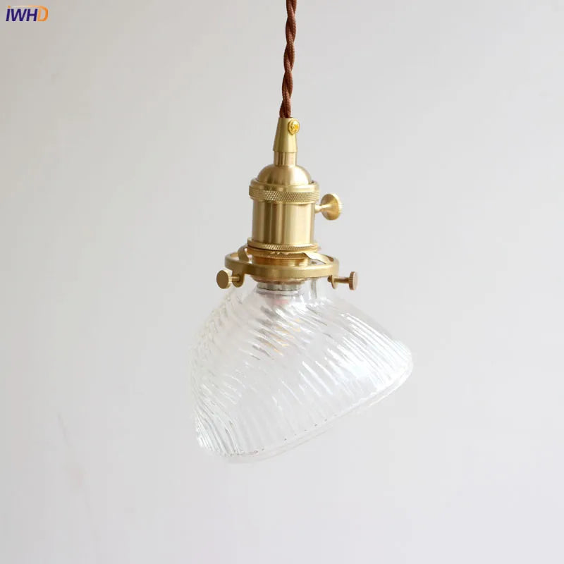 Japanese Glass Pendant Lights Fixtures Bedroom Living Room Light Copper Nordic Modern LED Pendant Lamp Luminaire Lighting