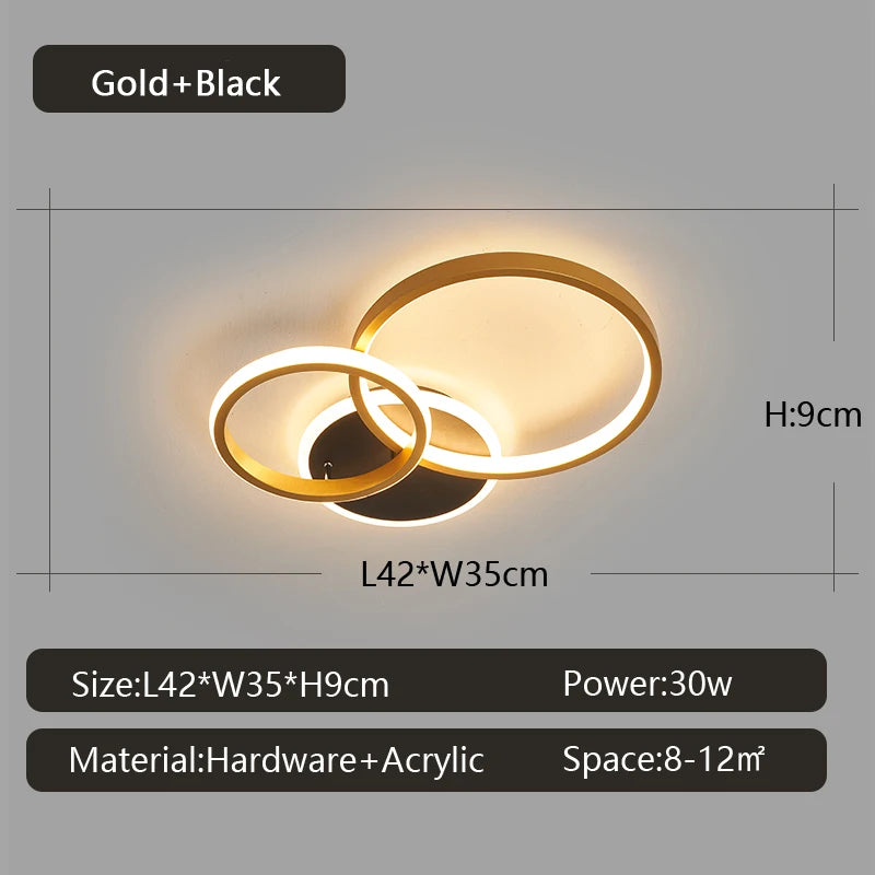 Modern led ceiling lights for Living room decoration Bedroom Study Room Ceiling light led ceiling lamp Black or Gold