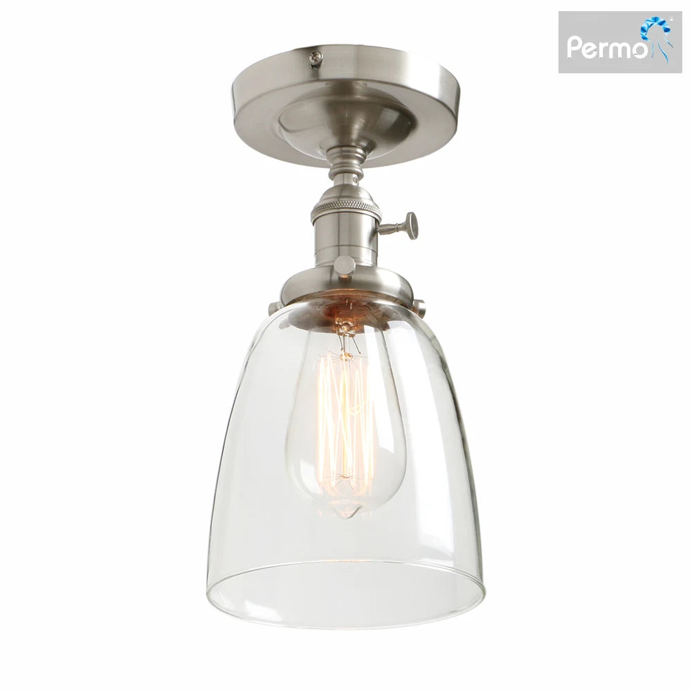 ceiling light oval transparent glass lampshade, glass ceiling light in the laundry room living room cafe bar