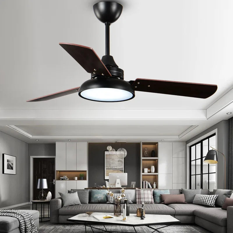 Ceiling Fans 220V Wooden Ceiling Fans With Lights 42 48 Inch Nordic Industrial Wind Blades Cooling Fans Remote Dimming Fan Lamp