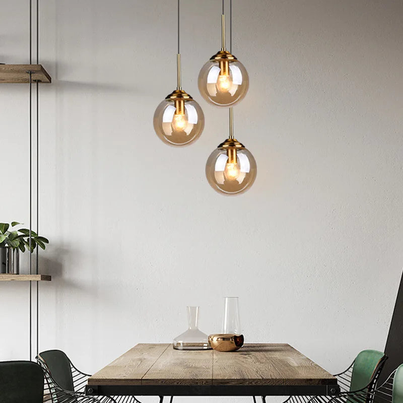 Nordic Modern LED Pendant Lights Fixtures Glass Ball Bedroom Dinning Room Home Indoor Lighting Hanging Lamp Light Luminaria