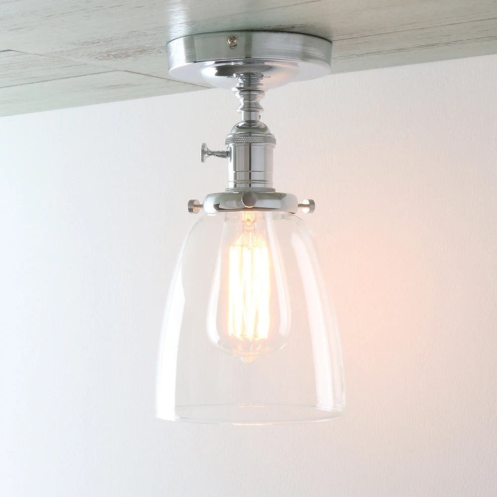 ceiling light oval transparent glass lampshade, glass ceiling light in the laundry room living room cafe bar