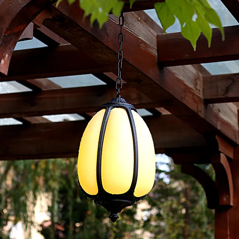 Outdoor Chandelier Waterproof New Chinese Garden Lamp Villa Garden Indoor Imitation Pumpkin Lamp