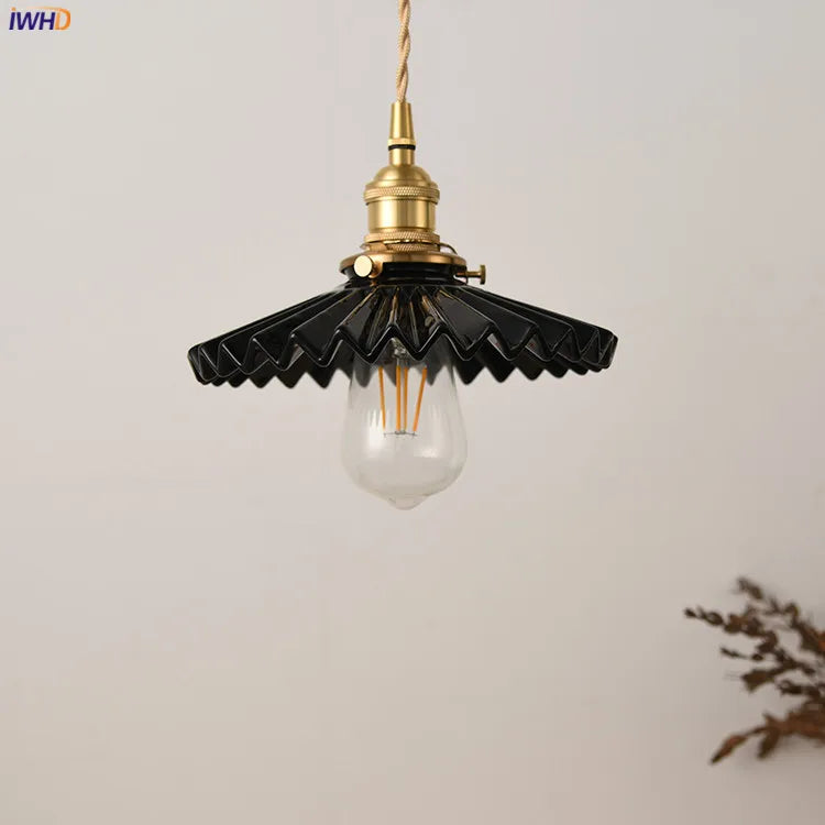 Japanese Style Ceramic Pendant Lights Fxiture Bedroom Dinning Living Room Light Copper Vintage Nordic Lamp Lampara Hanglamp