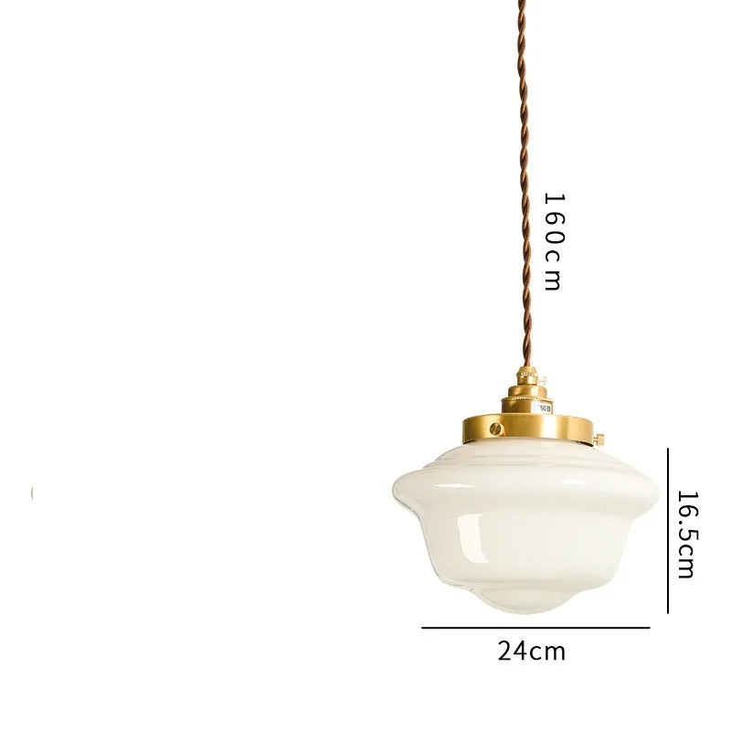 White Glass LED Pendant Light Fixtures Japanese Style Nordic Modern Copper Pendant Lamp Hanging Lights Luminaria Lampara