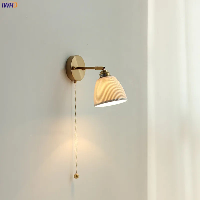 Nordic Ceramic Copper Wall Lamp Sconce Beside Bedroom Living Room Bathroom Mirror Light Modern Wandlamp LED Indoor Lighting