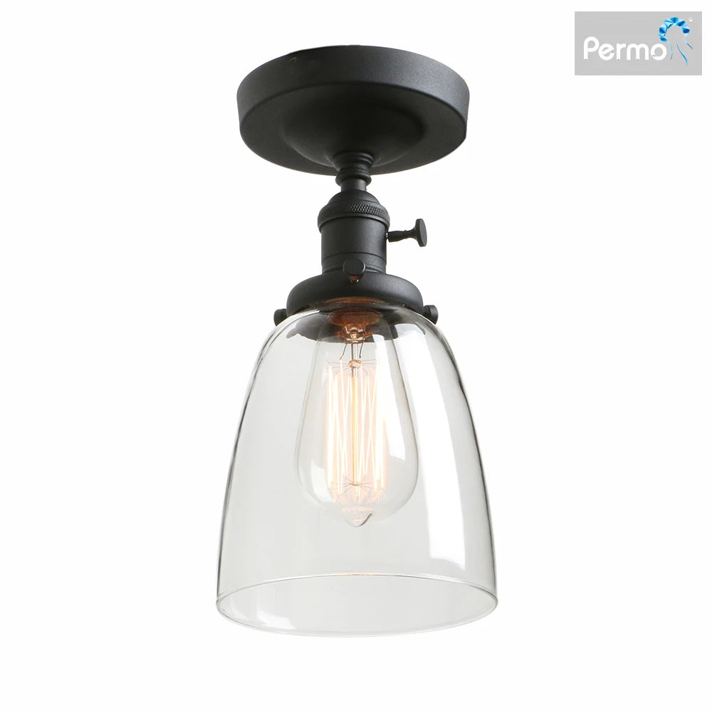 ceiling light oval transparent glass lampshade, glass ceiling light in the laundry room living room cafe bar