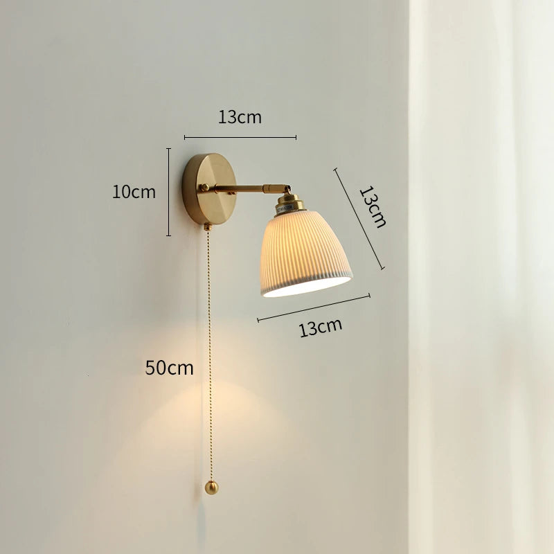 Nordic Ceramic Copper Wall Lamp Sconce Beside Bedroom Living Room Bathroom Mirror Light Modern Wandlamp LED Indoor Lighting