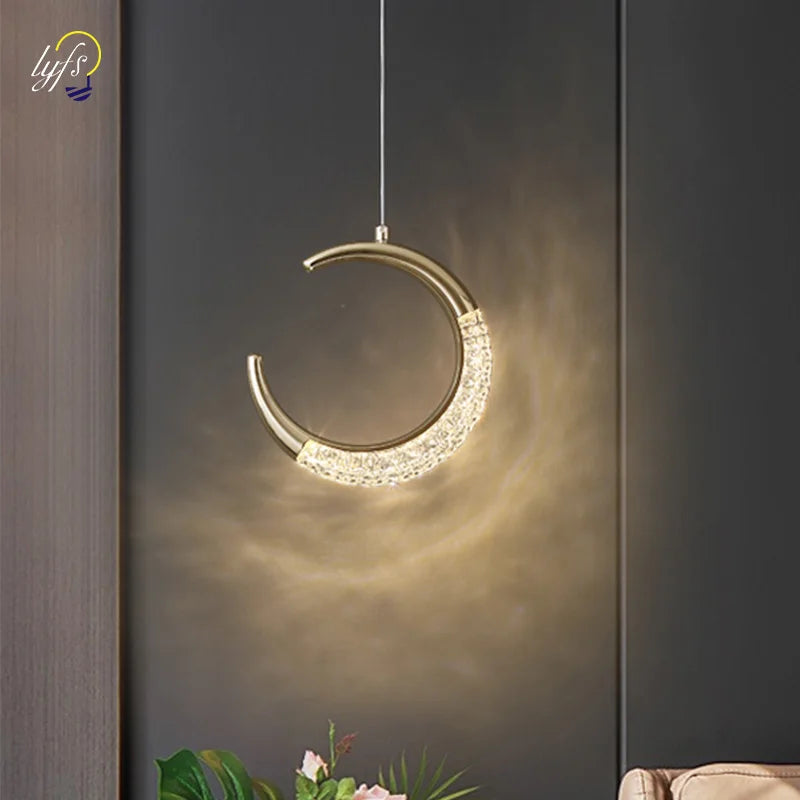 LED Moon Pendant Lights Nordic Indoor Lighting Art Ceiling Lamp Living Room Decoration For Home Bedroom Bedside Hanging Lamps