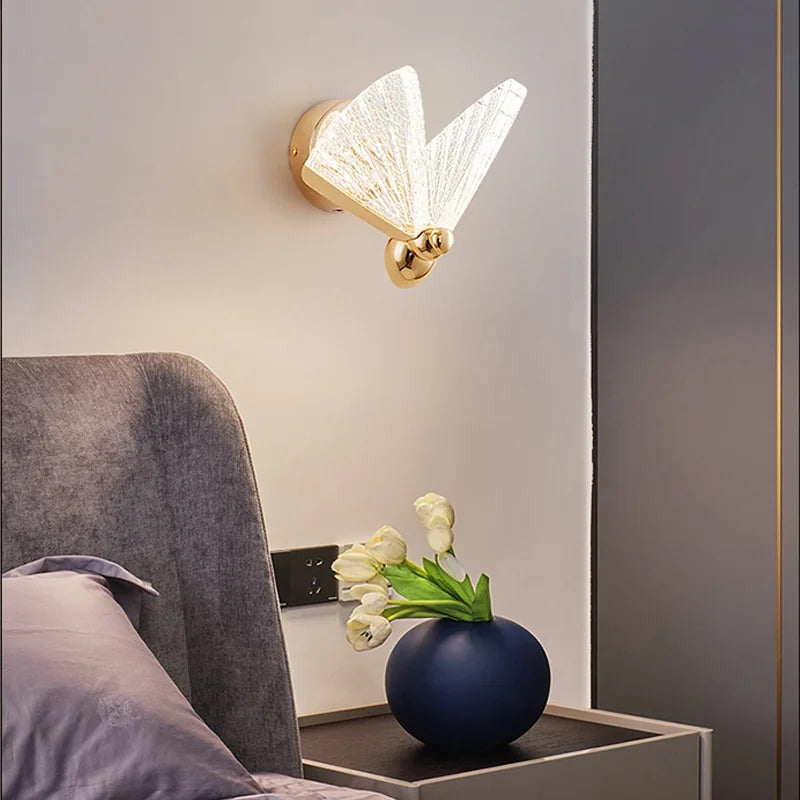 LED Butterfly Wall Lamp Nordic Indoor Lighting Modern Light Bedside Bedroom Christmas Home Decoration Wall Lamps бра настенные